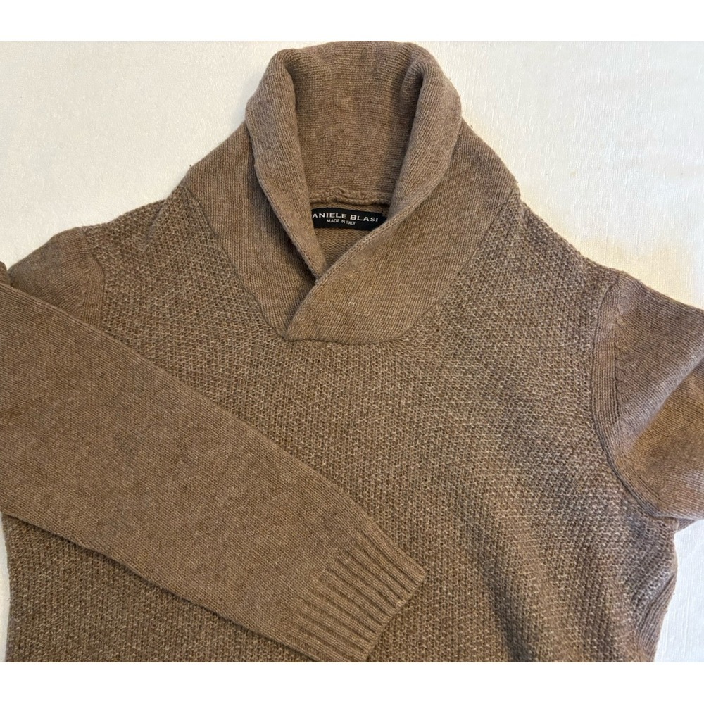 Daniele Blasi Sweater Wool‎ Blend Waffle Knit Shawl Neck Women Medium